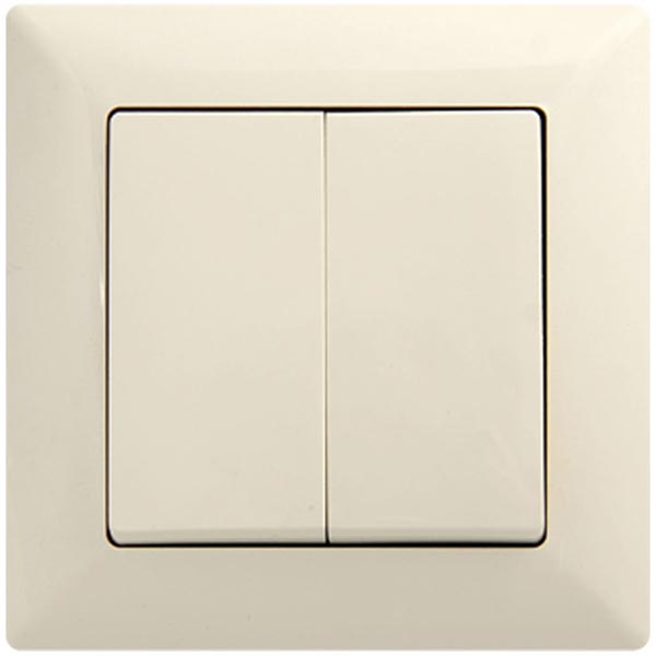 Выключатель двухклавишный Gunsan Visage без подсветки 10 А 250В IP20 кремовый
