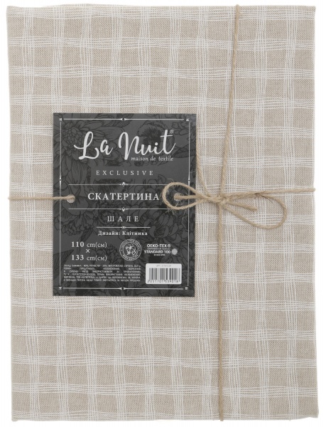 Скатертина Шале клітинка 110x133 см бежевий La Nuit 