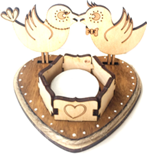 Прикраса новорічна Підсвічник-горобці 11 см різнокольоровий 1220254