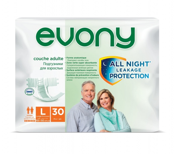 Подгузники Evony Large 100-150 см 30 шт.
