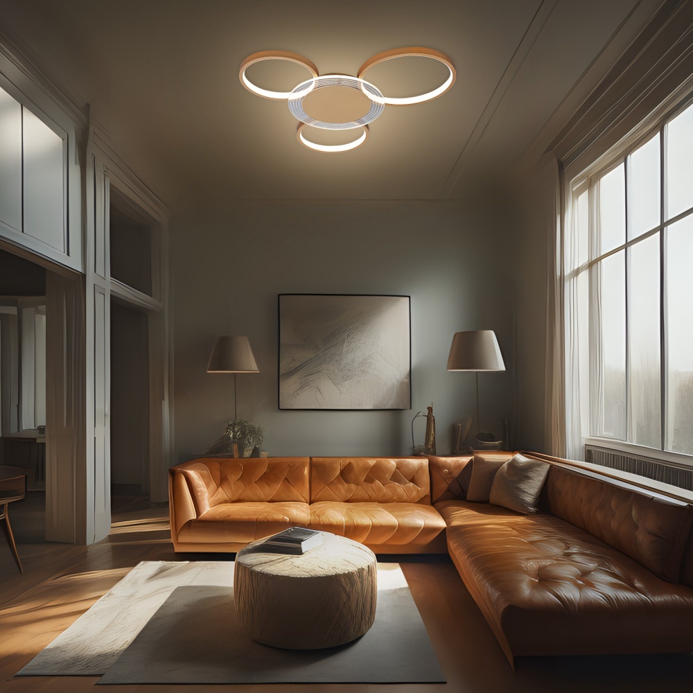 Люстра стельова Miorro LED Vesta з пультом ДУ метал/пластик 3x50,4 Вт LED-модуль золото 51-311-094