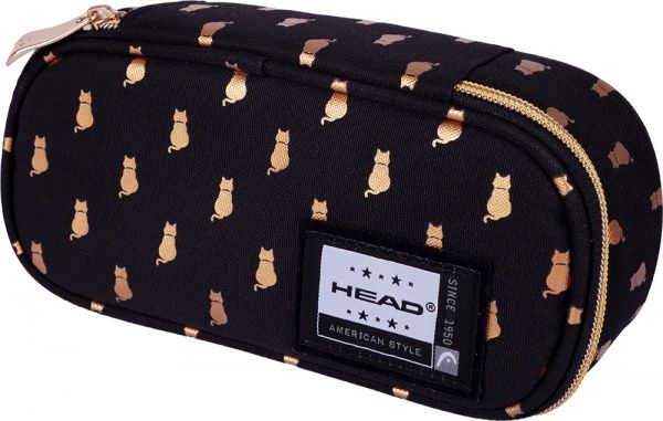 Пенал школьный AC5 Golden Kitty Head черный с рисунком