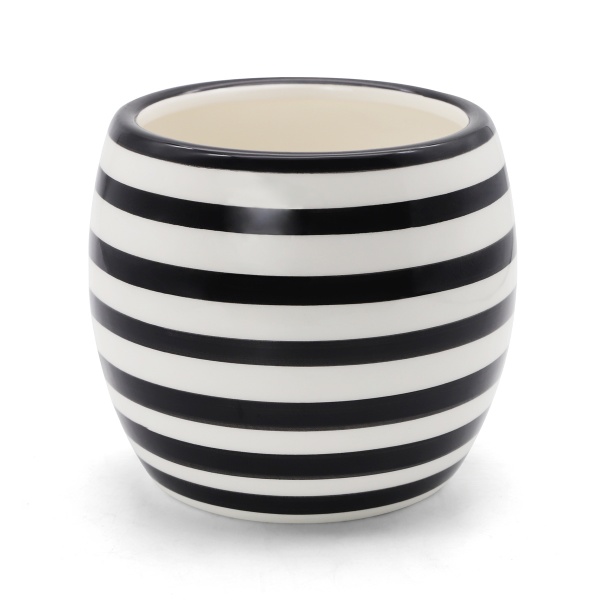 Кашпо керамическое МВМ DH-FLOWERS-27 WHITE/BLACK 13 см Черно-белый 