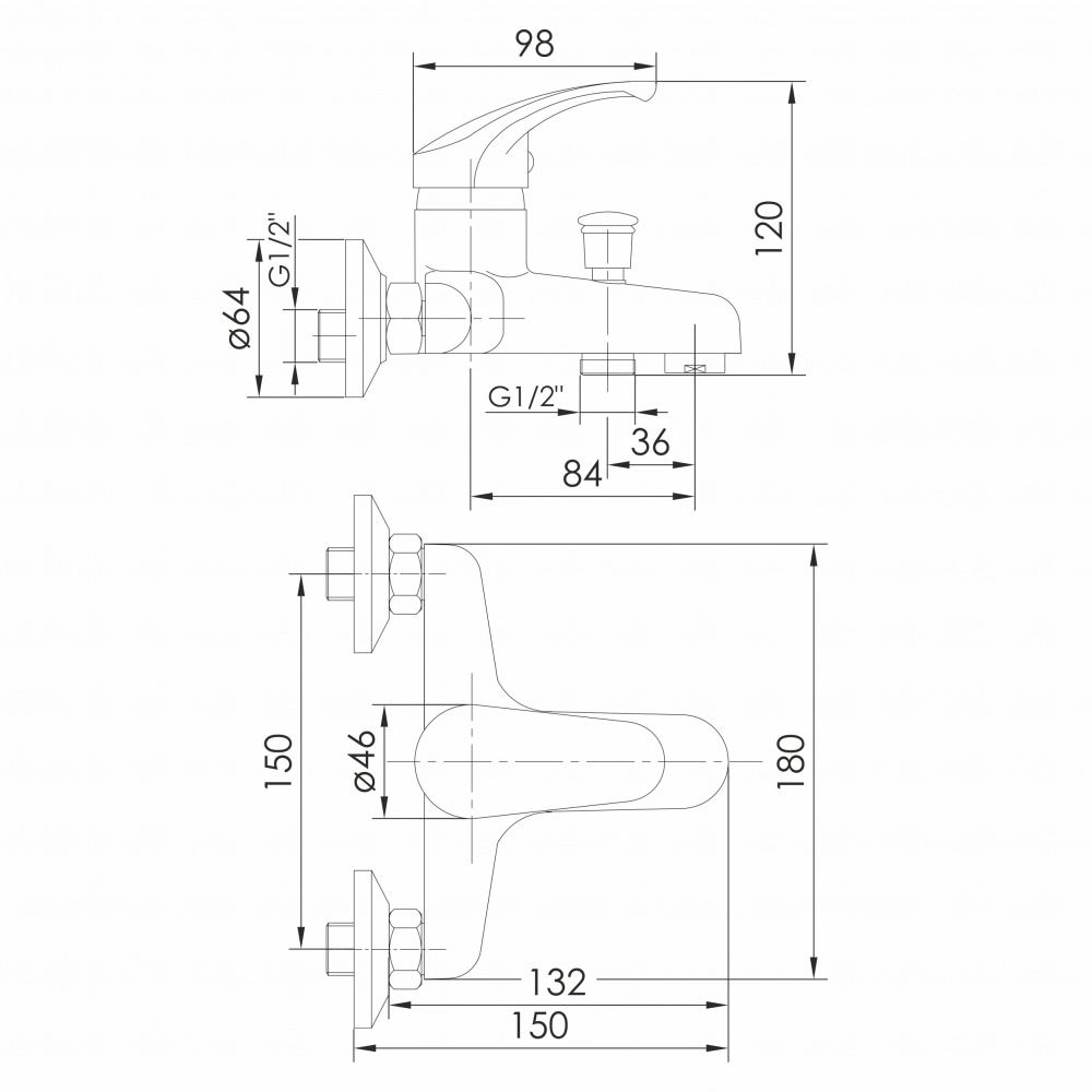 Змішувач для ванни RJ SMART хром