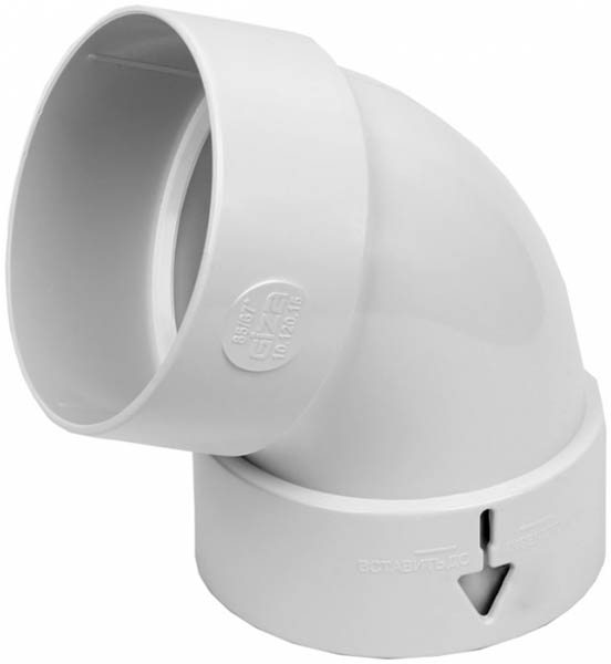Коліно труби Giza 67° 85 мм білий 