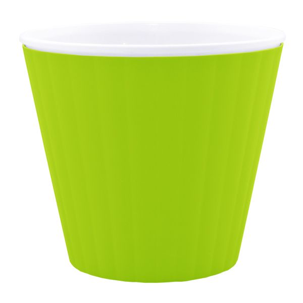 Горщик пластиковий Алеана Ібіс круглий 1,6л оливковий із білим (114034) 