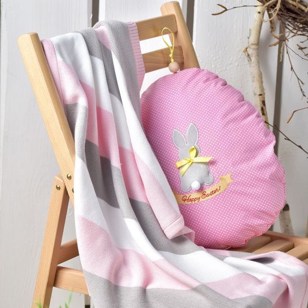 Плед IDEIA вязаный Малыш + шапочка 70х90 см розовый 8000029909 