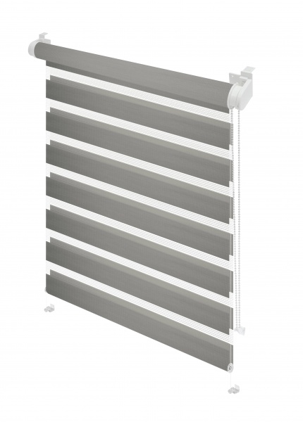 Ролета день-ночь Gardinia Мини Зебра 80x150 см пепельно-серая 