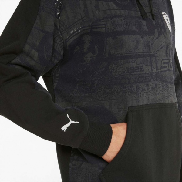 Джемпер Puma FERRARI RACE AOP SWT HOODIE 53371801 р. M чорний