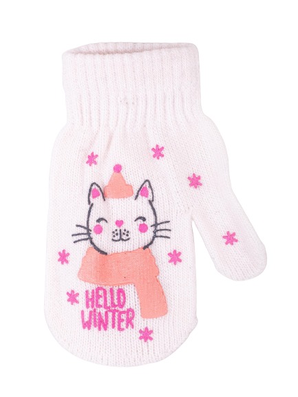 Варежки YO! Кот р.12 белый 