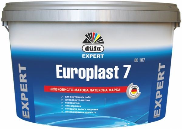 Фарба латексна водоемульсійна Dufa Europlast 7 DE 107 шовковистий мат білий 10л 