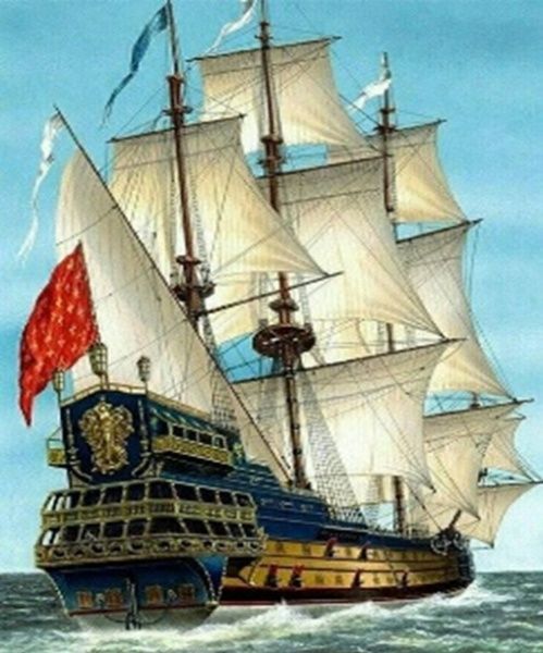 Картина стразами на подрамнике Парусник 40x50 см 188633 Діамантові ручки 