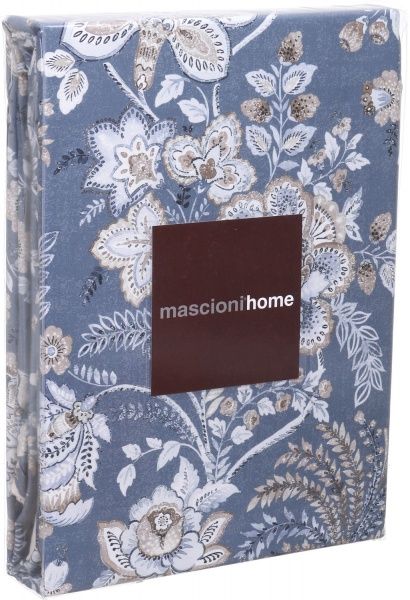 Комплект постільної білизни Destiny сімейний синій із білим Mascioni 
