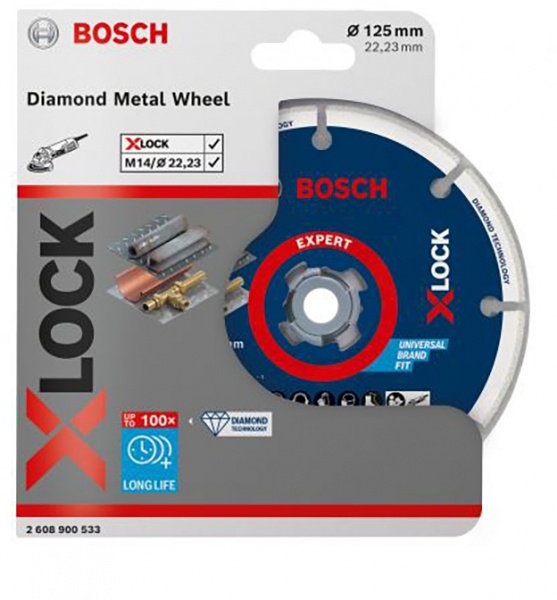 Диск алмазний відрізний Bosch X-LOCK Expert for Multi-Material 125x22,23 метал 2608900533