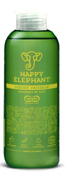 Гель для ручного мытья посуды Happy Elephant с ароматом юзу 0,45л