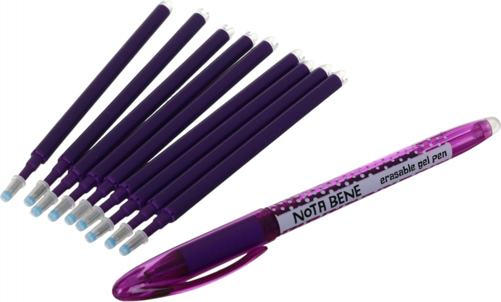 Набор ручек гелевых Nota Bene пиши-сотри + 9 стержней 0,5 мм фиолетовый