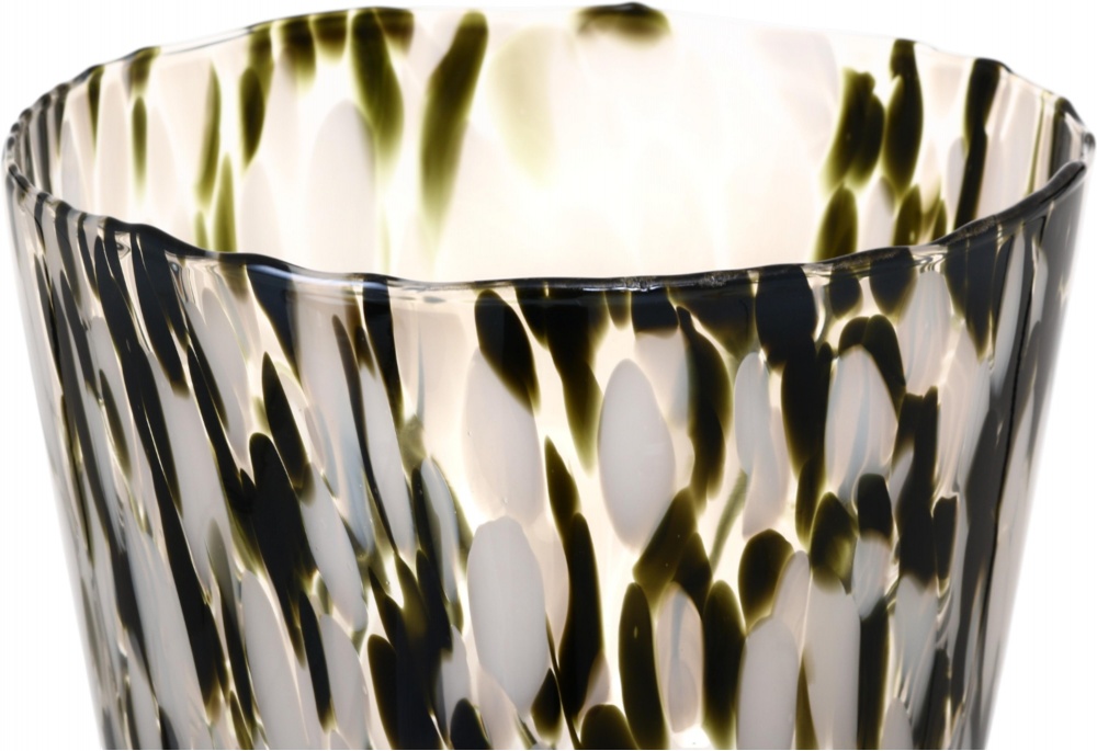 Ваза стеклянная Wrzesniak Glassworks Confetti 35 см черно-белая 17-6999