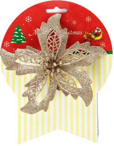 Декорація новорічна Квітка пуансетія завиток 14 см SD16-1814CH 