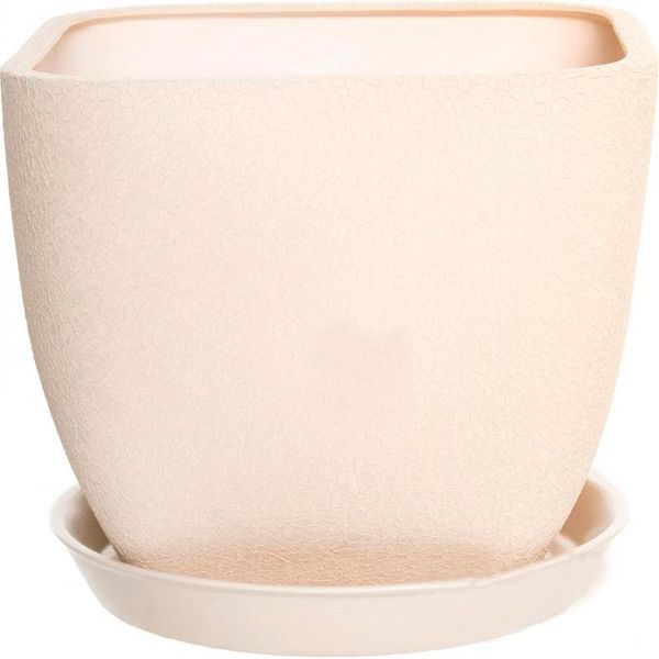 Горшок керамический Ориана-Запорожкерамика Ноктюрн №1 шелк бежевый квадратный 11,5л бежевый (106-1-041) 