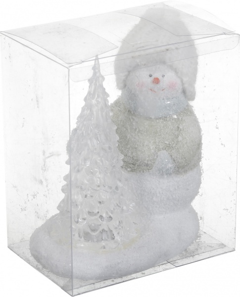 Фигурка декоративная светодиодная (LED) Снеговик с елкой 920241 14 см 