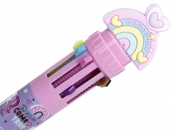 Ручка шариковая на 10 цветов единорог 