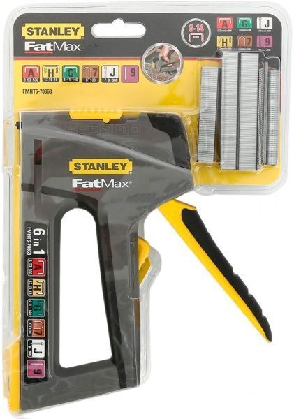 Степлер Stanley FMHT6-70868 FatMax 6 в 1, регулювання, 6-14 мм., тип 53+140, пластик, цвяхи, шпильки
