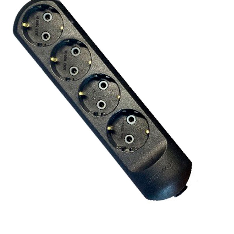 Колодка Neomax с заземлением 4 гн. без выключателя черный NX511400