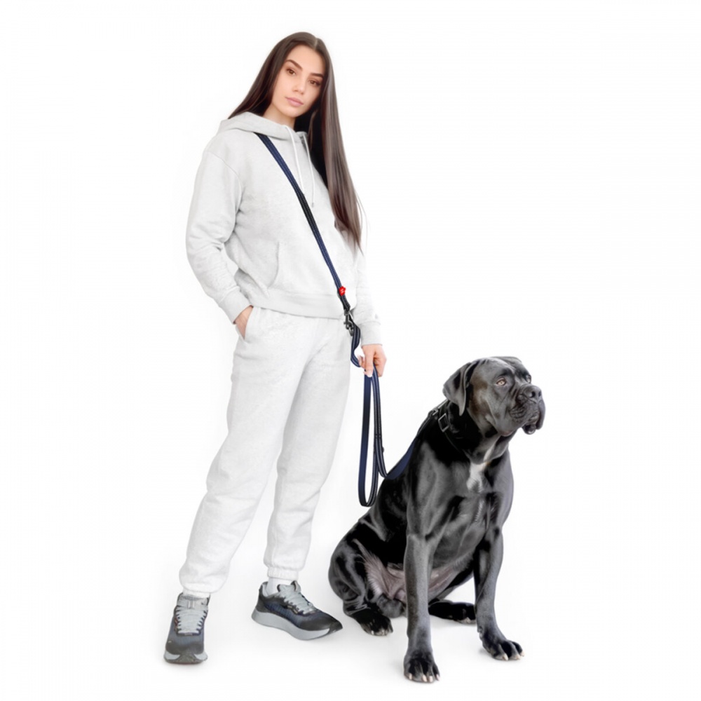 Повідець-перестібка Waudog Nylon Mono світловідбивний М Ш20 мм Д300 см чорний