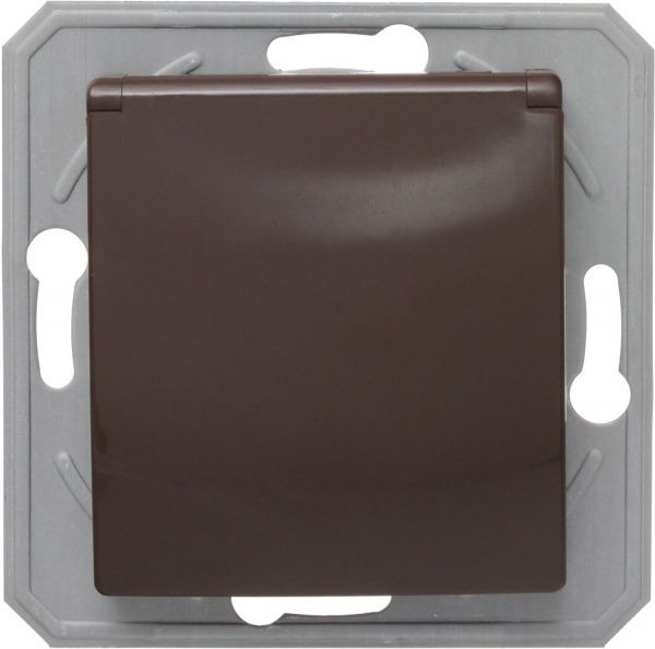 Розетка TEM Ekonomik 16 A 250 В з кришкою шоколадний VE11KKXO-U
