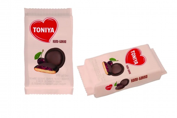 Печенье Toniya Коло-Бокко с вишневым желе в темной глазури 145 г 