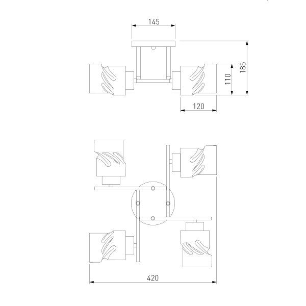 Люстра стельова Strotskis Hilari 4x40 Вт E27 чорна перлина 30165/4