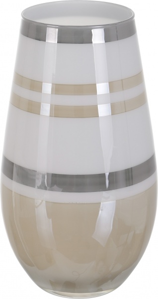 Ваза скляна Wrzesniak Glassworks Fin Bee 17-7838B 31 см Біло-бежевий 