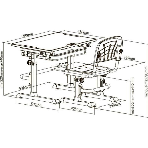 Комплект парта и стул-трансформер Cubby Lupin VG