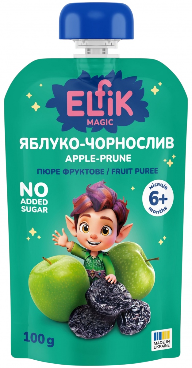 Пюре фруктовое Elfik Magic Яблоко-чернослив 100 г — фото 1