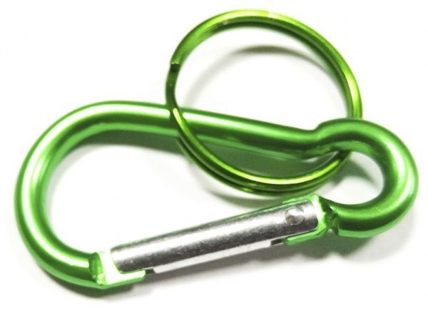 Комплект карабин 48х24х4 мм + кольцо 25х1,5 мм зеленый 