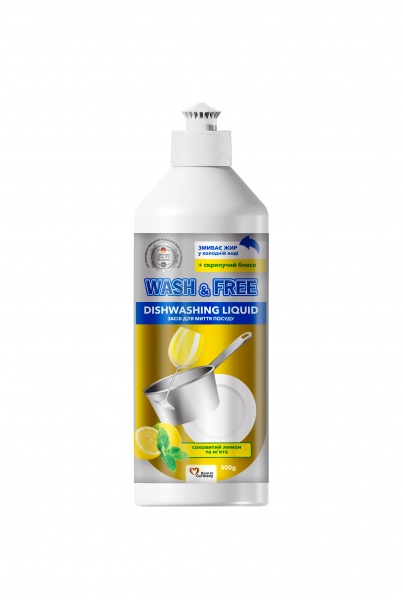 Жидкость для ручного мытья посуды Wash&Free Лимон и мята 0,5л