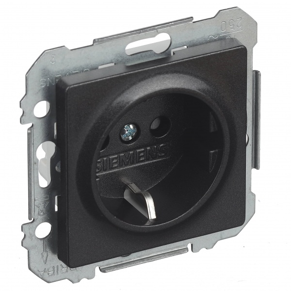 Розетка с заземлением Siemens Line IP20 карбон 5UH10724CM