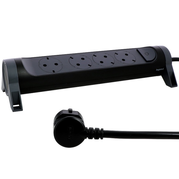 Подовжувач Legrand преміум 4х2К+З із заземленням 4 гн. чорний 3 м 694537 