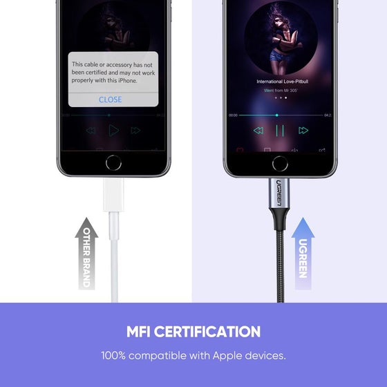 Перехідник UGREEN Lightning to 3.5 mm Headphone Jack Adapter Model US211 0,1 м чорний (30756) 