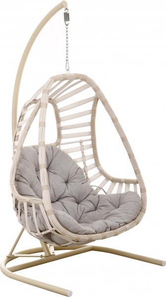 Кресло-кокон Феникс широкое плетение песочный