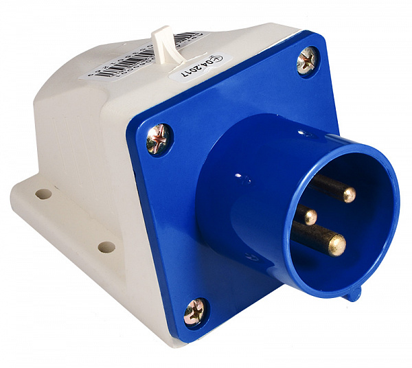 Вилка стационарная с заземлением АСКОУКРЕМ ВС 16А/3 2Р+РЕ (513) синий