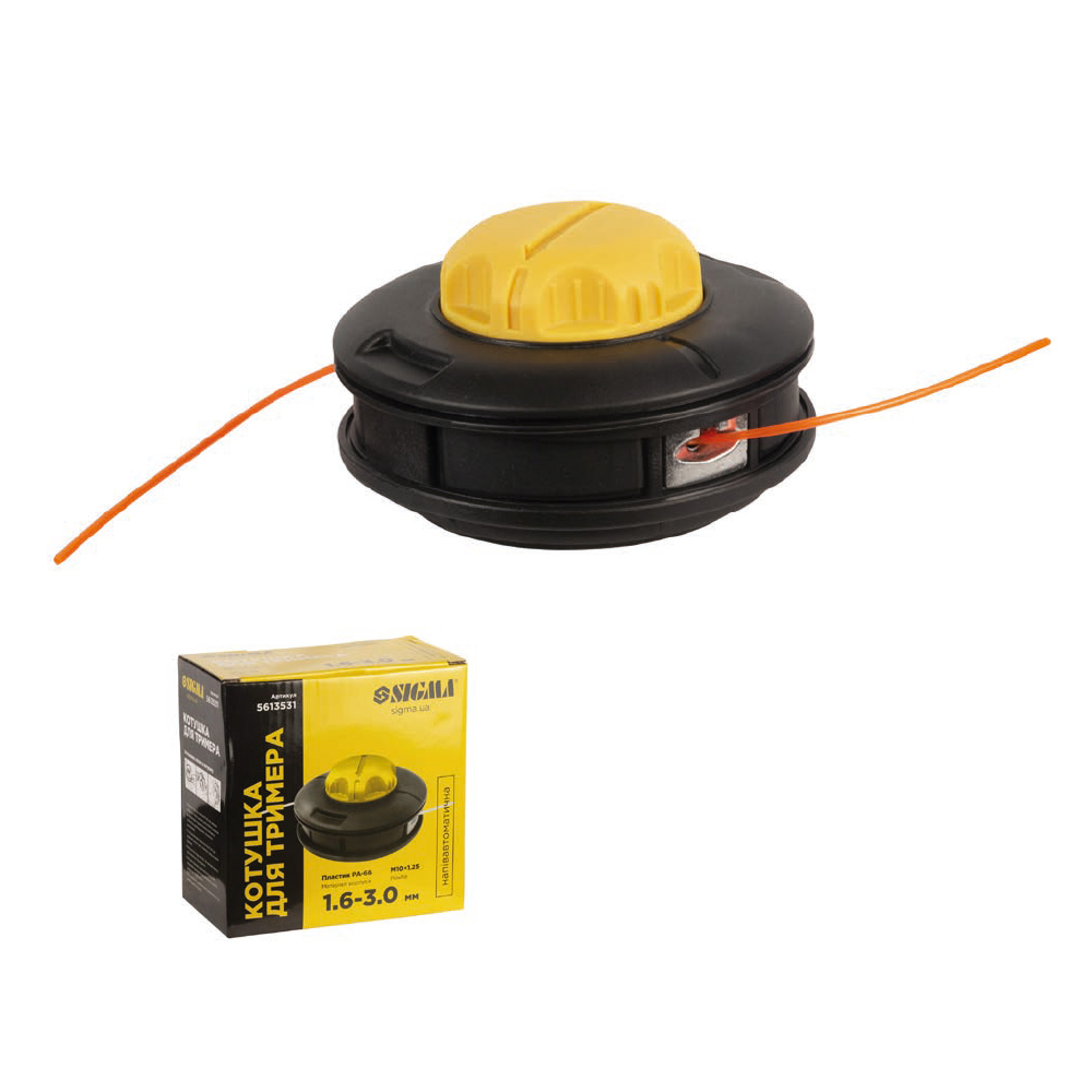 Котушка для тримера Sigma напівавтоматична M10×1.25 Ø1.6-3.0 мм пластикова кнопка (5613531)