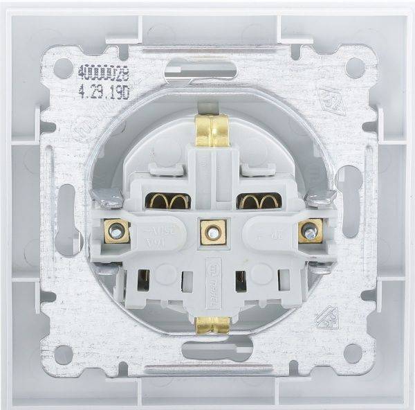 Розетка с заземлением Makel Karea без шторок с крышкой белый