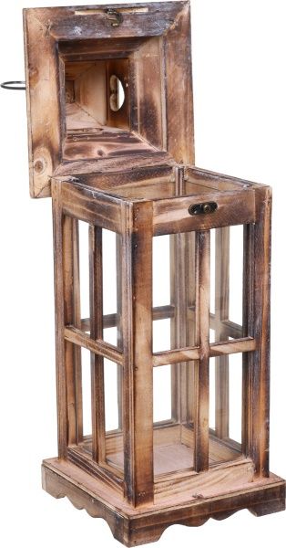 Подсвечник-фонарь Сидней деревянный 16x16x46 см