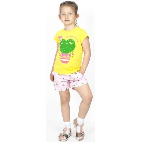 Комплект для дівчаток Roksana №0033/16083 Cacti р.110–116 жовтий із принтом №0033/16083 