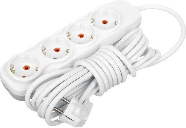 Удлинитель Nilson с заземлением 4 гн. белый 5 м 44130105 