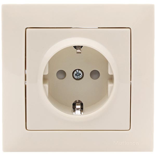 Розетка Mutlusan Candela із захисними шторками кремова