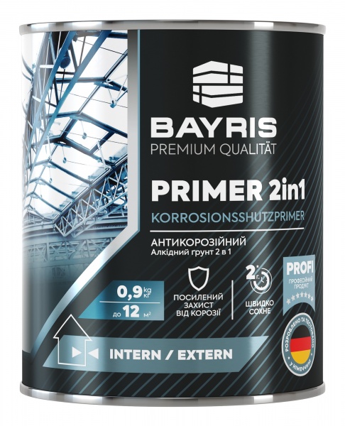 Грунтовка антикорозийная Bayris PRIMER 2 в 1 серый мат 0,9кг