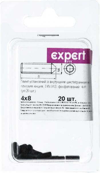 Гвинт метричний DIN913 4x8 мм 20 шт Expert Fix