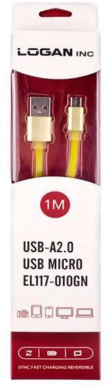 Кабель Logan USB – microUSB 1 м зеленый (EL117-010GN)